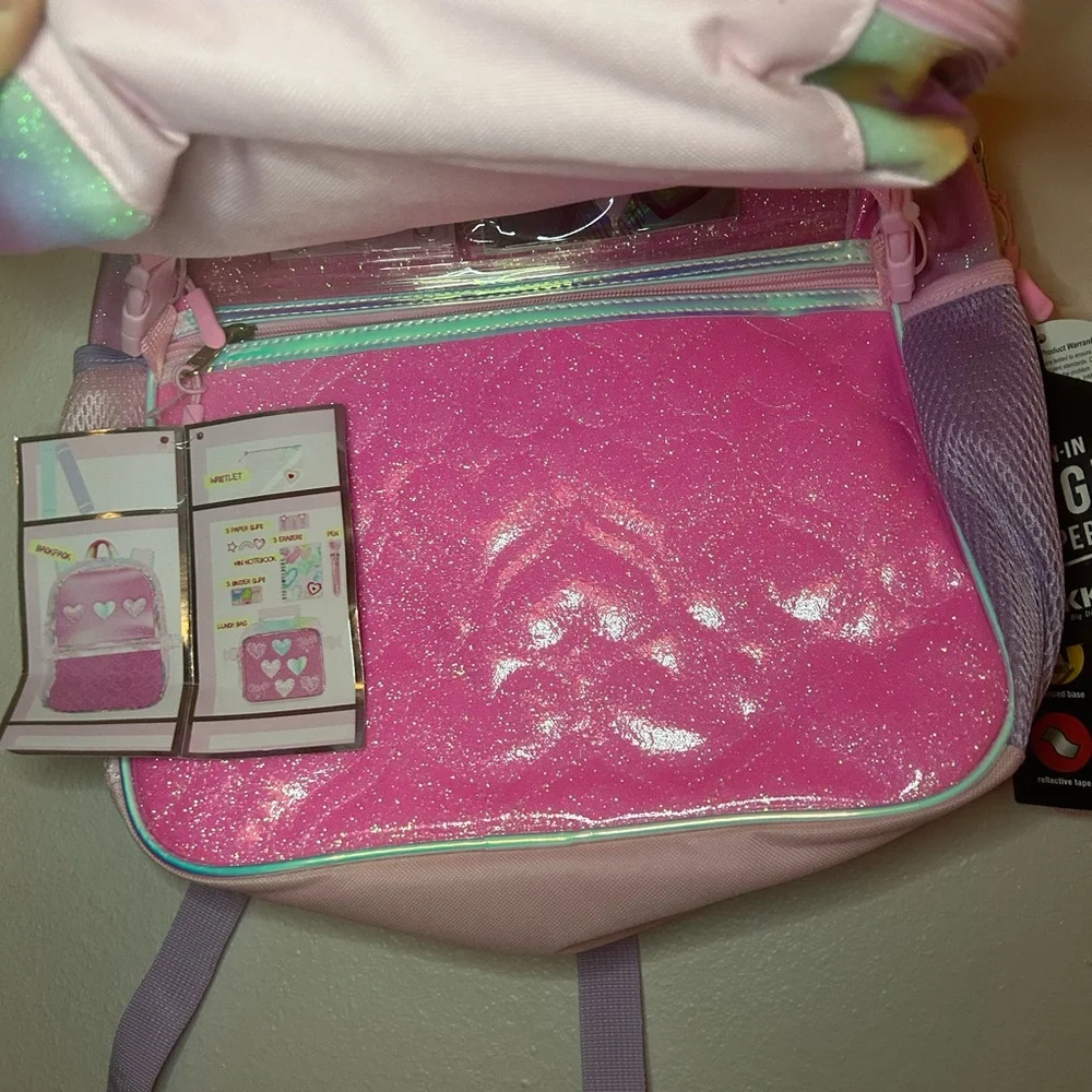 NWT Locker Club Kids Backpack with lunch tote and clear stationery bag